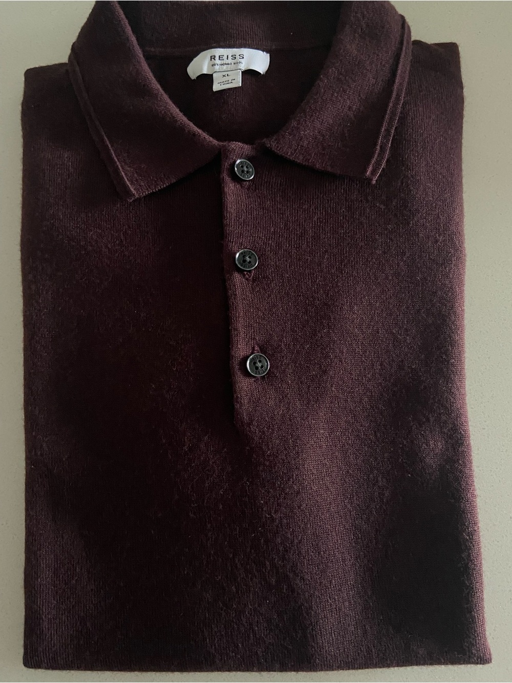 Reiss Men's Deep Burgundy Knit Polo